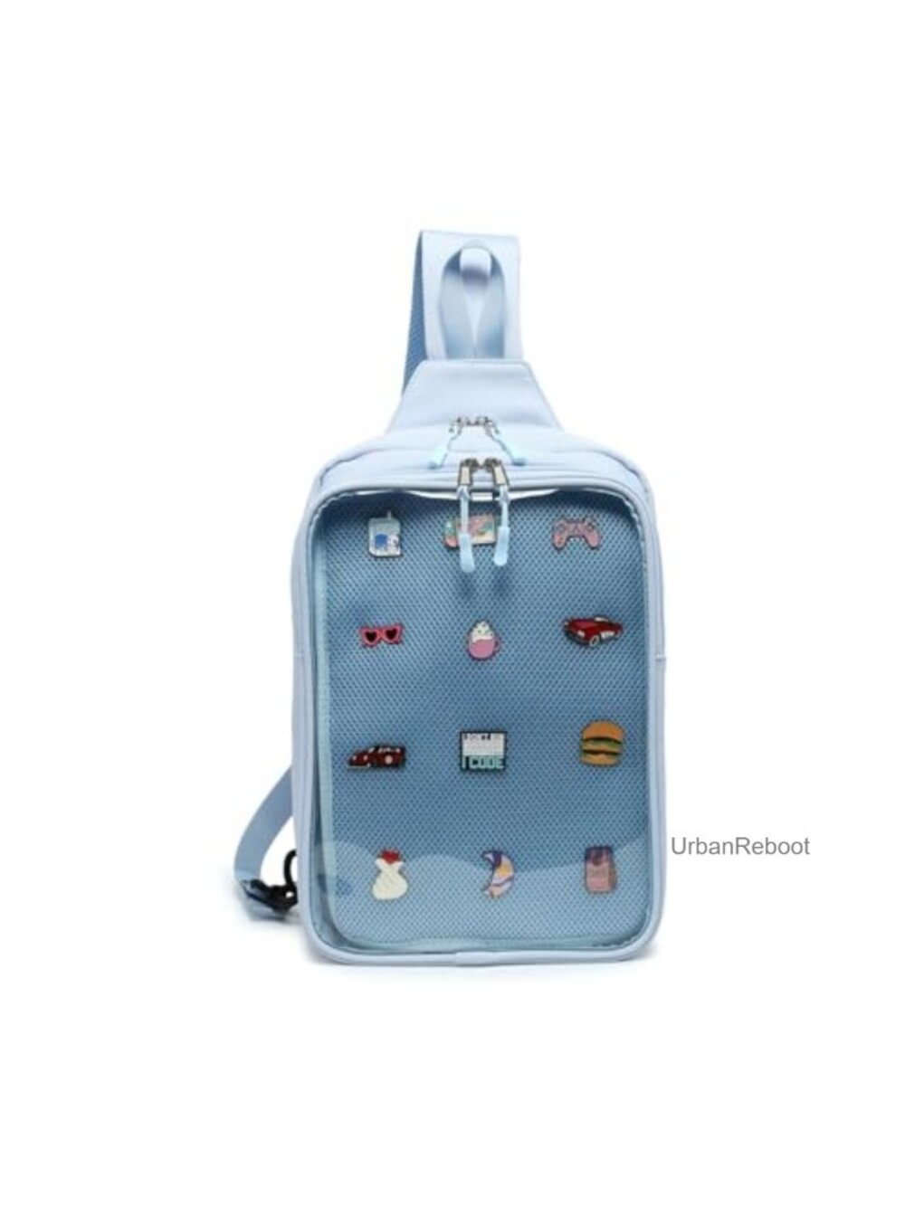 Waterproof Nylon Ita Bag Clear Pin Display Crossbody Sling Bag